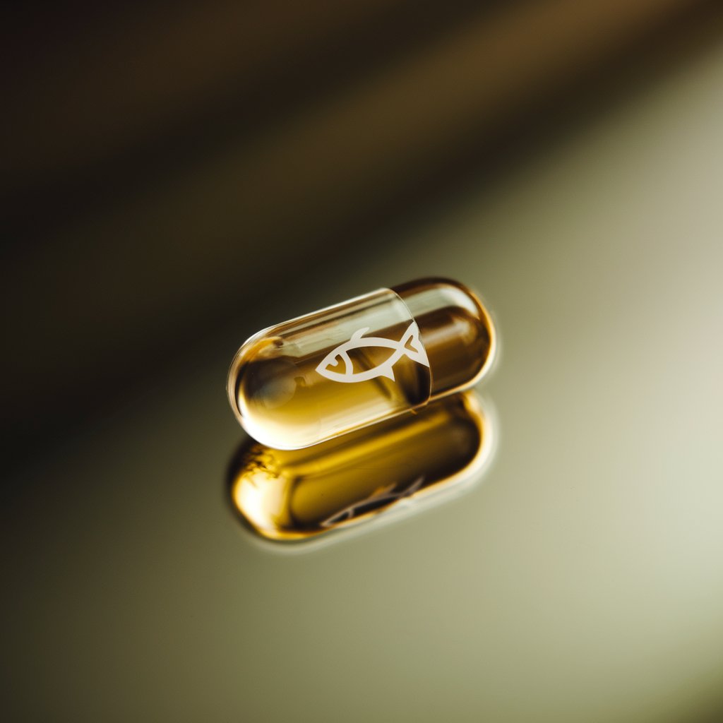 "A golden fish oil capsule, symbolizing its natural omega-3 benefits for heart, brain, and joint health."